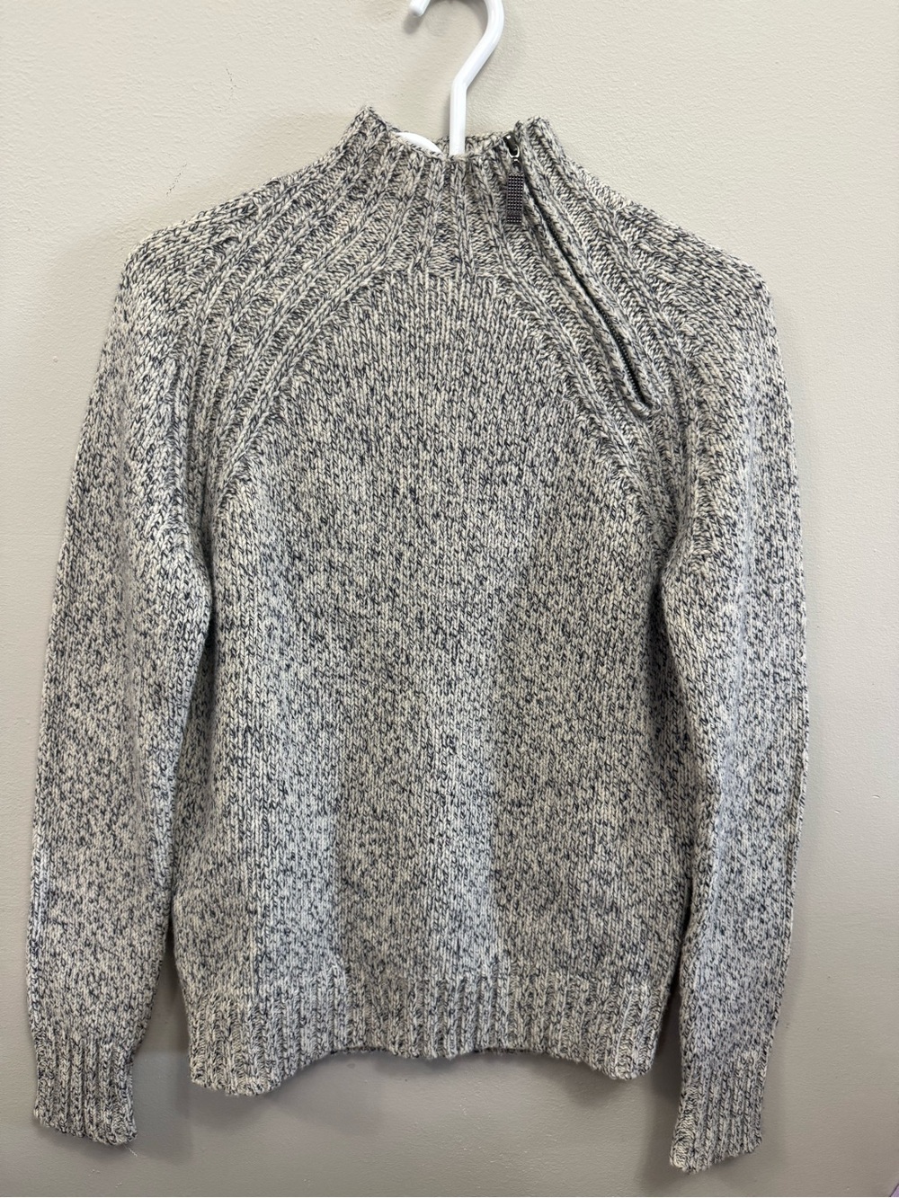 Guess Women's Gray Marled Assymetrical Zip-Neck Sweater Wool Blend Medium